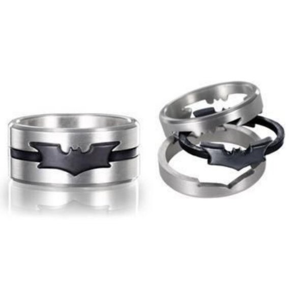 BATMAN Dark Knight Stainless Steel Puzzle Ring Size 8 - Picture 5 of 15